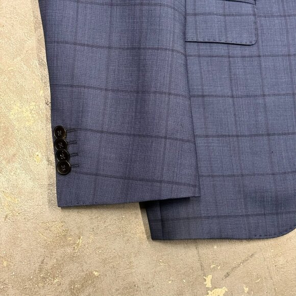 Hugo Boss Blazer Windowpane Blue 100s Wool Sport Coat Johnstons5/Lenon1 38 S - Picture 3 of 13